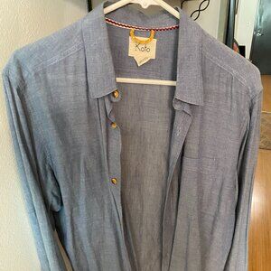 Koto by Urban Outfitters Blue Long Sleeve Button Down Collared Shirt, Size M